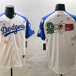 Men's Los Angeles Dodgers Team Big Logo White Royal 2025 Tokyo Series Limited Stitched Baseball Jerseys
