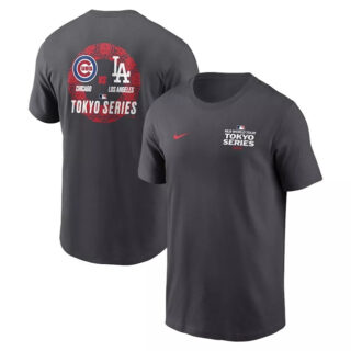 Men's Los Angeles Dodgers Vs. Chicago Cubs Matchup Anthracite 2025 Tokyo Series T-Shirt