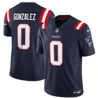 Men's New England Patriots #0 Christian Gonzalez Navy 2025 F.U.S.E. Vapor Limited Stitched Football Jersey