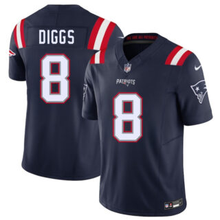 Men's New England Patriots #8 Stefon Diggs Navy 2025 F.U.S.E. Vapor Limited Stitched Football Jersey
