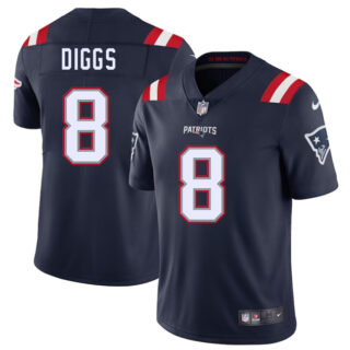 Men's New England Patriots #8 Stefon Diggs Navy 2025 Vapor Limited Stitched Football Jersey
