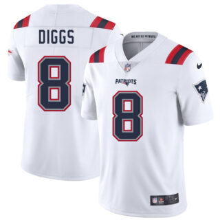 Men's New England Patriots #8 Stefon Diggs White 2025 Vapor Limited Stitched Football Jersey
