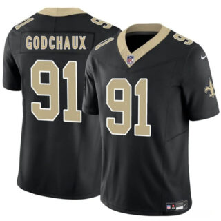 Men's New Orleans Saints #91 Davon Godchaux Black F.U.S.E Vapor Limited Stitched Football Jersey