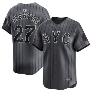 Men's New York Mets #27 Mark Vientos Graphite City Connect Limited Stitched Baseball Jersey