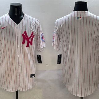 Men's New York Yankees Blank Pink With Patch Limited Stitched Baseball Jersey