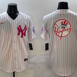 Men's New York Yankees Team Big Logo Pink With Patch Limited Stitched Baseball Jersey 001