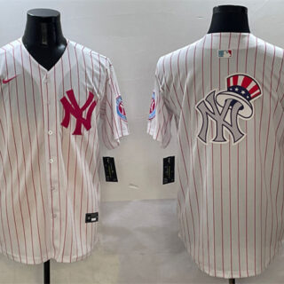 Men's New York Yankees Team Big Logo Pink With Patch Limited Stitched Baseball Jersey 002