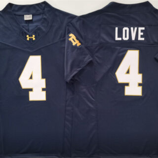 Men's Notre Dame Fighting Irish #4 Jeremiyah Love Navy 2024 F.U.S.E. Limited Stitched Jersey