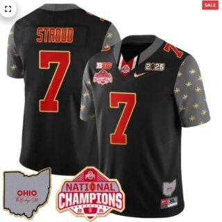 Men's Ohio State Buckeyes 2024 National Champions Limited Gold Jersey N1 Black C J Stroud 7