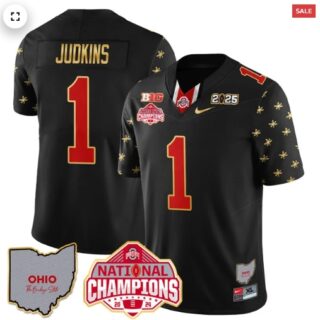 Men's Ohio State Buckeyes 2024 National Champions Limited Gold Jersey N1 Black Limited Quinshon Judkins 1