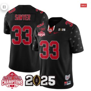 Men's Ohio State Buckeyes 2024 National Champions Limited Jersey N2 Black Limited Jack Sawyer 33