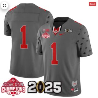 Men's Ohio State Buckeyes 2024 National Champions Limited Jersey N2 Gray #1 Team (2)