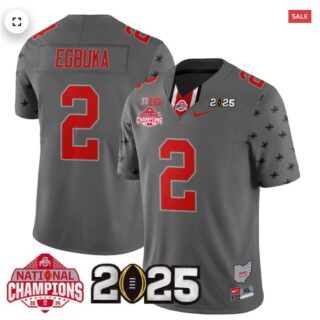 Men's Ohio State Buckeyes 2024 National Champions Limited Jersey N2 Gray Emeka Egbuka 2