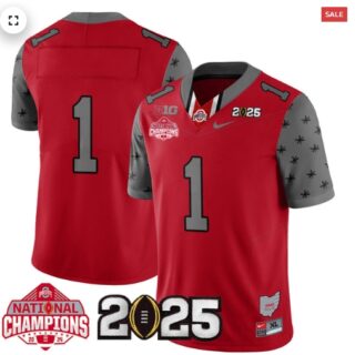 Men's Ohio State Buckeyes 2024 National Champions Limited Jersey N2 Red #1 Team