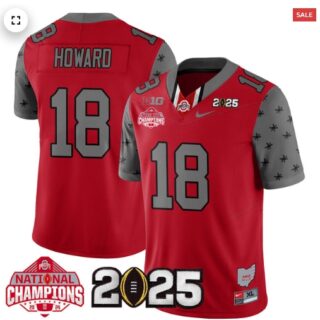 Men's Ohio State Buckeyes 2024 National Champions Limited Jersey N2 Red Will Howard 18