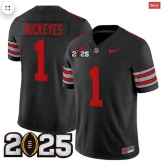 Men's Ohio State Buckeyes 'Heritage Stripe' 2025 CFP Final Patch Vapor Limited Jersey Black #1 Buckeyes