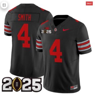 Men's Ohio State Buckeyes 'Heritage Stripe' 2025 CFP Final Patch Vapor Limited Jersey Black Jeremiah Smith