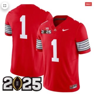 Men's Ohio State Buckeyes 'Heritage Stripe' 2025 CFP Final Patch Vapor Limited Jersey Red #1 Team