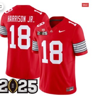 Men's Ohio State Buckeyes 'Heritage Stripe' 2025 CFP Final Patch Vapor Limited Jersey Red Marvin Harrison Jr.