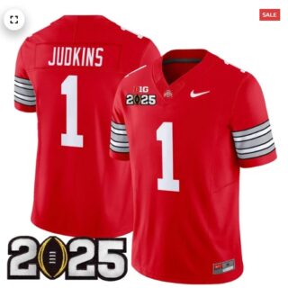 Men's Ohio State Buckeyes 'Heritage Stripe' 2025 CFP Final Patch Vapor Limited Jersey Red Quinshon Judkins