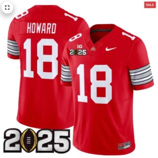 Men's Ohio State Buckeyes 'Heritage Stripe' 2025 CFP Final Patch Vapor Limited Jersey Red Will Howard