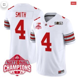 Men's Ohio State Buckeyes 'Heritage Stripe' 2025 CFP Patch National Champions Jersey Jeremiah Smith 4