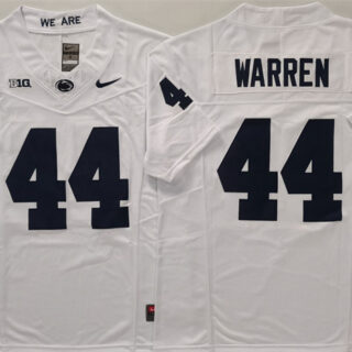 Men's Penn State Nittany Lions #44 Davis Warren White 2024 F.U.S.E. No Name Stitched Jersey