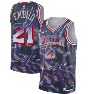 Men's Philadelphia 76ers #21 Joel Embiid Navy 2025 Select Series Swingman Stitched Basketball Jersey