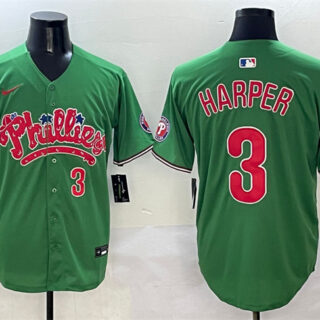 Men's Philadelphia Phillies #3 Bryce Harper Green Phanatic Limited Stitched Jersey