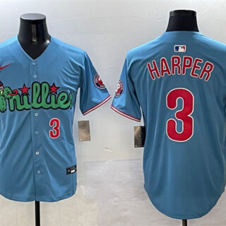 Men's Philadelphia Phillies #3 Bryce Harper Light Blue Phanatic Limited Stitched Jersey