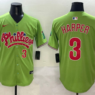 Men's Philadelphia Phillies #3 Bryce Harper Light Green Phanatic Limited Stitched Jersey