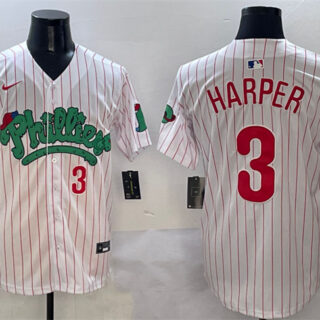 Men's Philadelphia Phillies #3 Bryce Harper White Phanatic Limited Stitched Jersey
