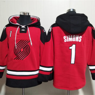 Men's Portland Trail Blazers #1 Anfernee Simons Red Lace-Up Pullover Hoodie