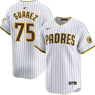 Men's San Diego Padres #75 Robert Suarez White 2024 Home Limited Stitched Baseball Jersey