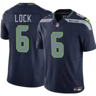 Men's Seattle Seahawks #6 Drew Lock Navy 2025 F.U.S.E. Vapor Limited Stitched Football Jersey