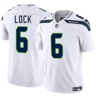 Men's Seattle Seahawks #6 Drew Lock White 2025 F.U.S.E. Vapor Limited Stitched Football Jersey