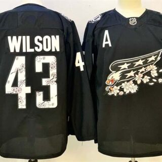 Men's Washington Capitals #43 Tom Wilson Black Cherry Blossom With A Patch Stitched Hockey Jersey