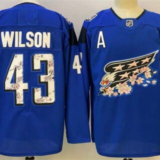 Men's Washington Capitals #43 Tom Wilson Blue Cherry Blossom With A Patch Stitched Hockey Jersey