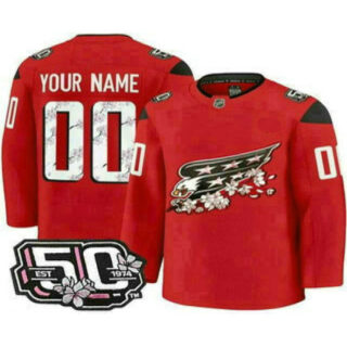 Men's Washington Capitals Customized Red 50th Anniversary Authentic Jersey