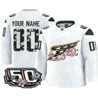 Men's Washington Capitals Customized White 50th Anniversary Authentic Jersey