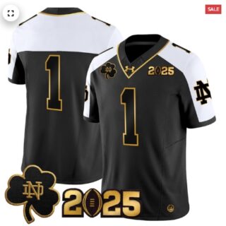 Notre Dame Fighting Irish 2025 CFP Final Patch Gold Vapor Limited Jersey Alternate #1 Team