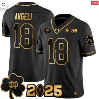 Notre Dame Fighting Irish 2025 CFP Final Patch Gold Vapor Limited Jersey Alternate #Steve Angeli