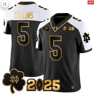 Notre Dame Fighting Irish 2025 CFP Final Patch Gold Vapor Limited Jersey Alternate Beaux Collins