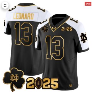 Notre Dame Fighting Irish 2025 CFP Final Patch Gold Vapor Limited Jersey Alternate Riley Leonard