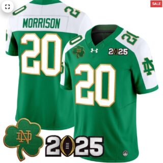 Notre Dame Fighting Irish 2025 CFP Final Patch Vapor Limited Jersey Green Alternate Benjamin Morrison