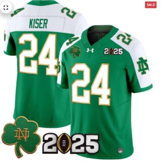 Notre Dame Fighting Irish 2025 CFP Final Patch Vapor Limited Jersey Green Alternate Jack Kiser