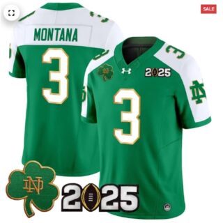 Notre Dame Fighting Irish 2025 CFP Final Patch Vapor Limited Jersey Green Alternate Joe Montana