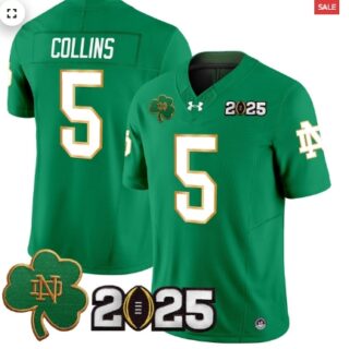 Notre Dame Fighting Irish 2025 CFP Final Patch Vapor Limited Jersey Green Beaux Collins