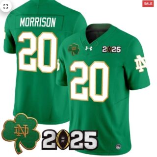 Notre Dame Fighting Irish 2025 CFP Final Patch Vapor Limited Jersey Green Benjamin Morrison