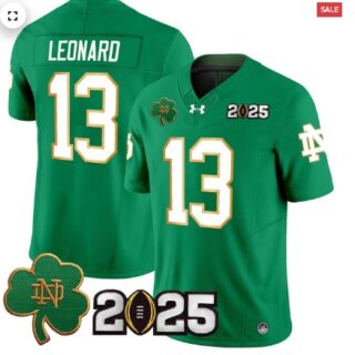 Notre Dame Fighting Irish 2025 CFP Final Patch Vapor Limited Jersey Green Riley Leonard